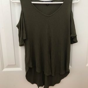 Cold Shoulder Olive Green Top
